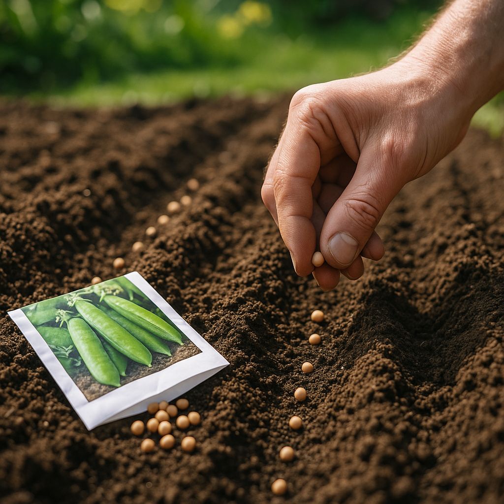 Seeds being sown directly into prepared garden soil in spring